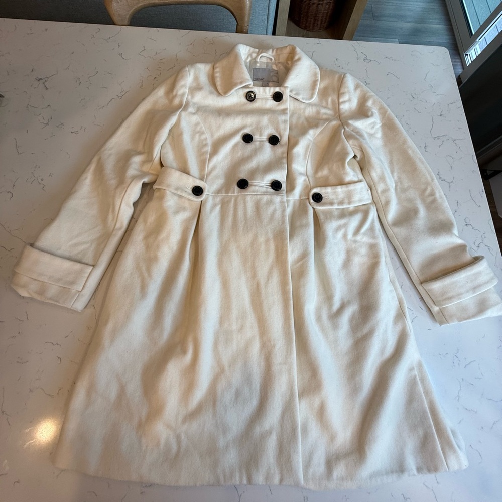 Old Navy White Peacoat with Wide Lapels